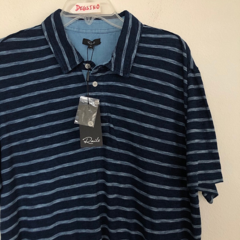 Rails SEBASTIAN INDIGO GREIGE STRIPE Polo Shirt